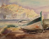 Spanien Ibiza Boot Am Meer Hans Möller 1956 Aquarell : Hans Möller, 1956, Aquarell, Reisen Südeuropa, Spanien, Ibiza  Boot Am Meer, Ibiza, Reise2 Ulla, Kay Möller / Annelies Möller, Weitere Infos unter : http://www.maler-hans-moeller.de, mailto:info@maler-hans-moeller.de